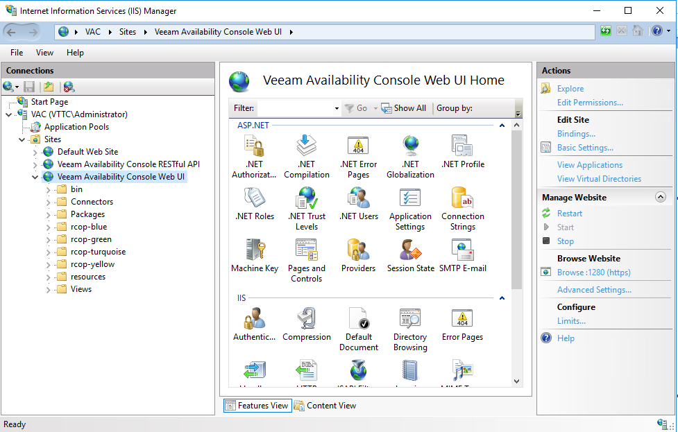 Web UI installed into IIS