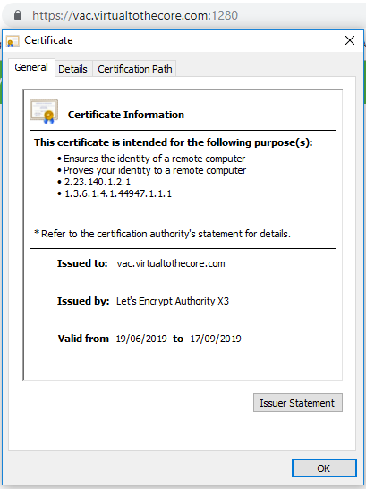Provider certificate
