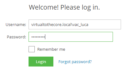 Log into VAC with Domain credentials